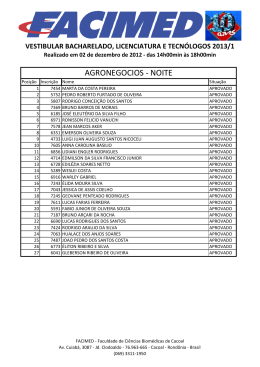 resultado - vestibular licenciatura , bacharelado e tecn&oacute;logos 2013/1