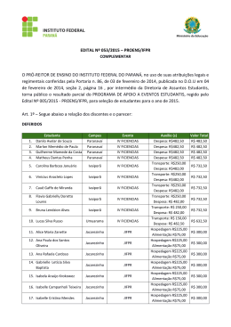 EDITAL N&ordm; 053/2015 &ndash; PROENS/IFPR O PR&Oacute;