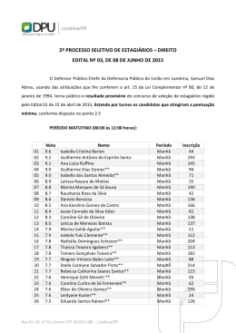 Resultado Provis&oacute;rio do 2&ordm; Processo Seletivo para Est&aacute;gio de Direito