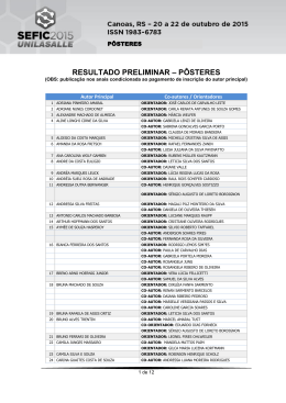 RESULTADO PRELIMINAR &ndash; P&Ocirc;STERES