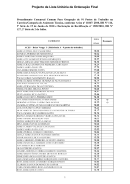 Projecto de Lista Unit&aacute;ria de Ordena&ccedil;&atilde;o Final