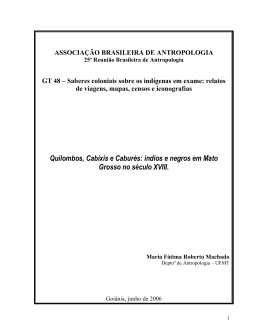 Quilombos, cabixis e cabur&eacute;s: &iacute;ndios e negros em Mato Grosso