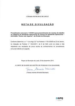 NoTA DE DlvuLGAçLÃo - Câmara Municipal de Loulé