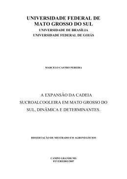A Expans&atilde;o da Cadeia Sucroalcooleira em Mato Grosso do Sul