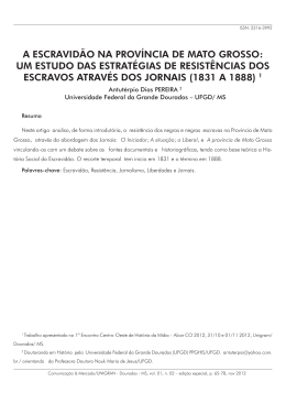 A ESCRAVID&Atilde;O NA PROV&Iacute;NCIA DE MATO GROSSO: UM