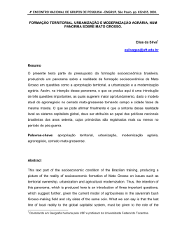 FORMA&Ccedil;&Atilde;O TERRITORIAL, URBANIZA&Ccedil;&Atilde;O E