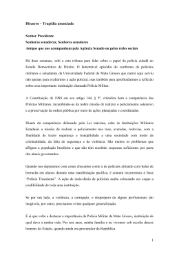 Discurso &ndash; Falta de material para a Pol&iacute;cia Militar de Mato Grosso