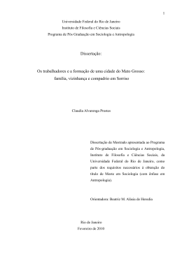 Os trabalhadores e a forma&ccedil;&atilde;o de uma cidade do Mato Grosso