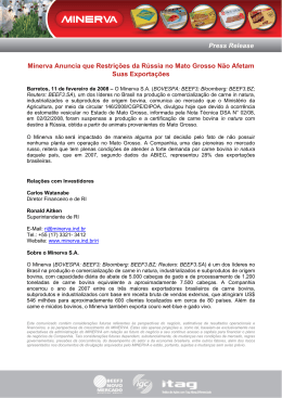 Minerva Anuncia que Restrições da Rússia no Mato Grosso Não