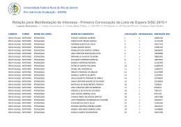 Primeira Convoca&ccedil;&atilde;o da Lista de Espera SiSU 2015-1