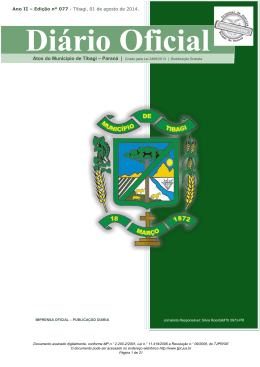 Ano II &ndash; Edi&ccedil;&atilde;o n&ordm; 077 - Tibagi, 01 de agosto de 2014.
