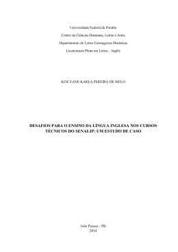 Desafios para o ensino de l&iacute;ngua inglesa nos cursos
