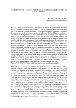 a import&acirc;ncia da inser&ccedil;&atilde;o de m&uacute;sicas no ensino