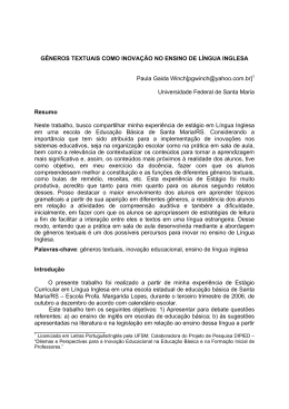 G&Ecirc;NEROS TEXTUAIS COMO INOVA&Ccedil;&Atilde;O NO ENSINO DE L&Iacute;NGUA