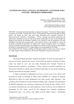 O ENSINO DE LÍNGUA INGLESA NO PROJETO “ACELERAR PARA