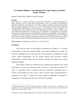 Letramentos Digitais e Aprendizagem de L&iacute;ngua Inglesa nas Redes