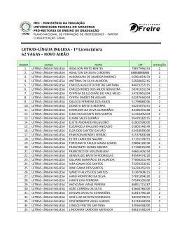 LETRAS-L&Iacute;NGUA INGLESA - 1&ordf; Licenciatura 62 VAGAS