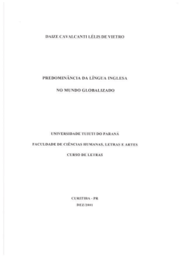 predominancia da l&iacute;ngua inglesa no mundo globalizado - TCC On-line