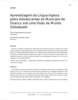 Aprendizagem da L&iacute;ngua Inglesa pelos Adolescentes do
