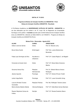 EDITAL N&ordm; - Universidade Cat&oacute;lica de Santos