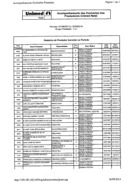 Page 1 Acompanhamento Exclusöes Prestador Página 1 de 3