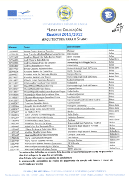 *LISTA DE CoLocA&ccedil;&Otilde;Es - Universidade Lus&iacute;ada Porto