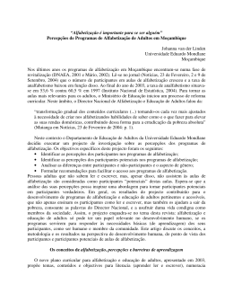 &ldquo;Alfabetiza&ccedil;&atilde;o &eacute; importante para se ser algu&eacute;m&rdquo; Percep&ccedil;&otilde;es de
