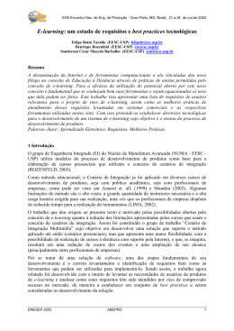 E-learning: um estudo de requisitos e best practices tecnol&oacute;gicas