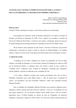 AS ESCOLAS DA COL&Ocirc;NIA D. PEDRO II EM JUIZ DE FORA E