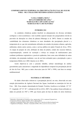 Comportamento Temporal da Precipitação Pluvial de Juiz de Fora