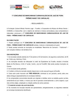1&ordm; concurso de marchinhas carnavalescas de juiz de fora pr&ecirc;mio