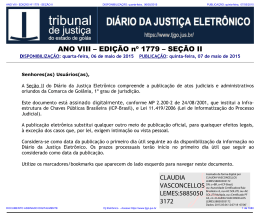 TJ-GO DIÁRIO DA JUSTIÇA ELETRÔNICO - EDIÇÃO 1779