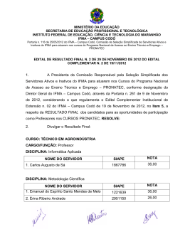 9. Resultado Final do Edital N&ordm; 02 - Campus Cod&oacute;