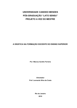 A DID&Aacute;TICA NA FORMA&Ccedil;&Atilde;O DOCENTE DO ENSINO SUPERIOR