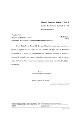 Insolv&ecirc;ncia de &ldquo;FILDA &ndash; F&aacute;brica de Fia&ccedil;&atilde;o dos Casais, Lda.&rdquo;