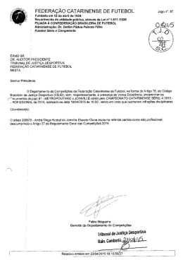 Processo 072/15 - Federação Catarinense de Futebol