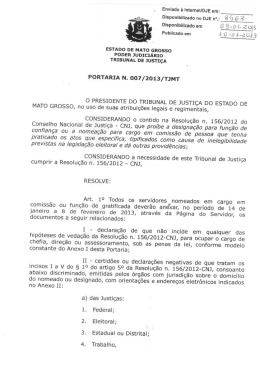 Portaria 007/2013/TJMT - Tribunal de Justiça do Estado de Mato