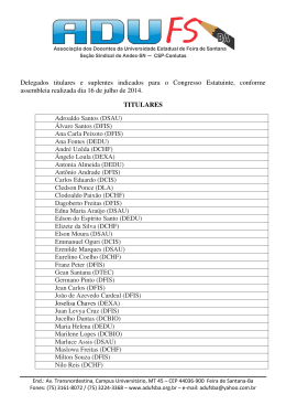 Delegados titulares e suplentes indicados para o