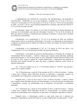 Portaria n.&ordm; 184, de 31 de mar&ccedil;o de 2015. O PRESIDENTE