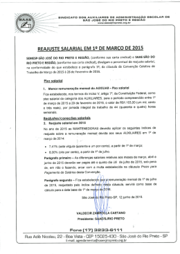 REAJUSTE SALARIAL EM 19 DE MARCO DE 2015