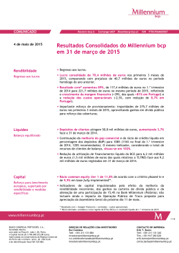 Resultados Consolidados do Millennium bcp em 31 de mar&ccedil;o de 2015