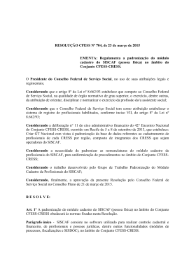 RESOLUÇÃO CFESS Nº 704, de 23 de março de 2015 EMENTA