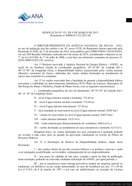 RESOLUÇÃO No 151, DE 9 DE MARÇO DE 2015 Documento nº
