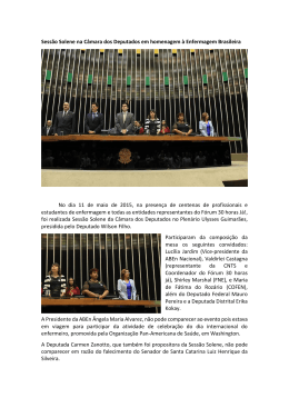 Sess&atilde;o Solene na C&acirc;mara dos Deputados em homenagem &agrave;