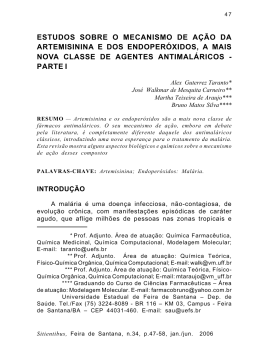 estudos sobre o mecanismo de a&ccedil;&atilde;o da artemisinina e dos