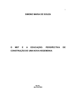 SIMONE MARIA DE SOUZA O MST E A EDUCA&Ccedil;&Atilde;O