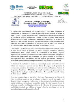 Programação - Programa de Pós-graduação em Crítica Cultural
