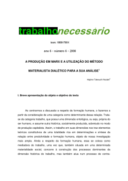 a produ&ccedil;&atilde;o em marx e a utiliza&ccedil;&atilde;o do m&eacute;todo materialista dial&eacute;tico