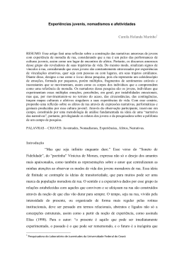 Experi&ecirc;ncias juvenis, nomadismos e afetividades Camila Holanda