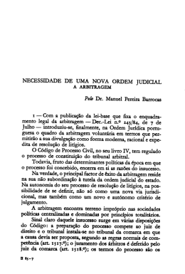 Manuel Pereira Barrocas - Necessidade de uma nova ordem judicial